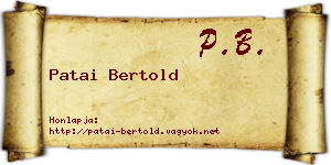 Patai Bertold névjegykártya